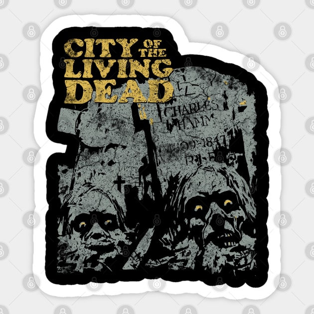 Retro City of the Living Dead Fulci Cult Classic Horror Fan Art Sticker by darklordpug